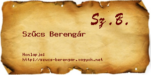 Szűcs Berengár névjegykártya